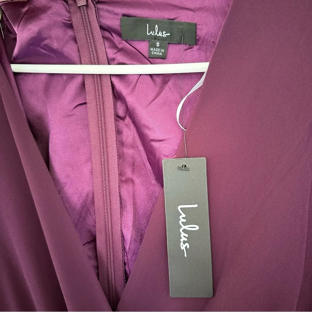 Lulu’s Adoring You Long Sleeve Maxi Dress NEW Women’s Small Purple Chiffon Gown - Image 6
