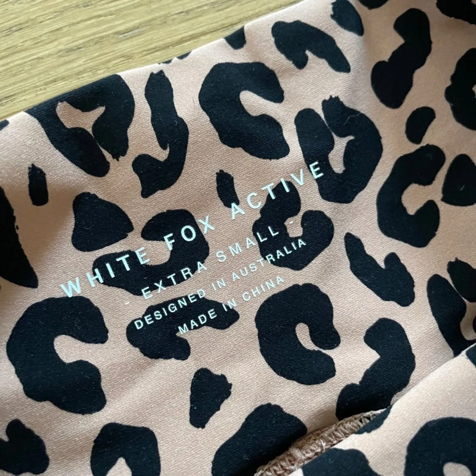 White Fox Active Safari Sports Bra, Bike Shorts and Leggings set in Leopard Prin - Image 5