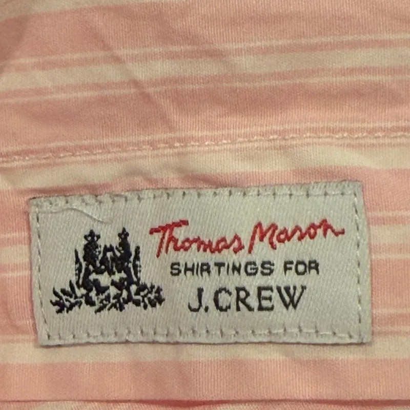J. Crew Classic Fit Thomas Mason® Striped Button Down Collard Shirt 8 Pink White - Image 10