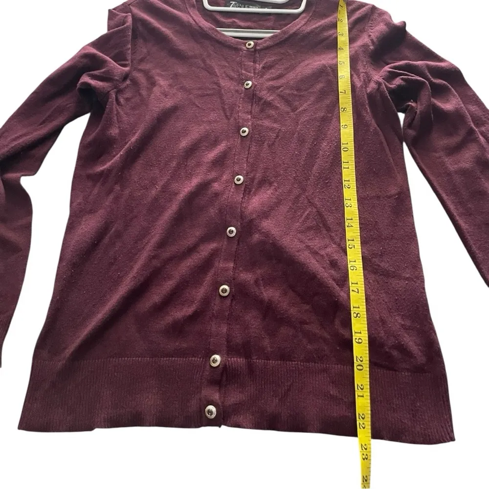 7th Avenue Purple Button-Up Cardigan Jewel-like Buttons Size M - Image 7