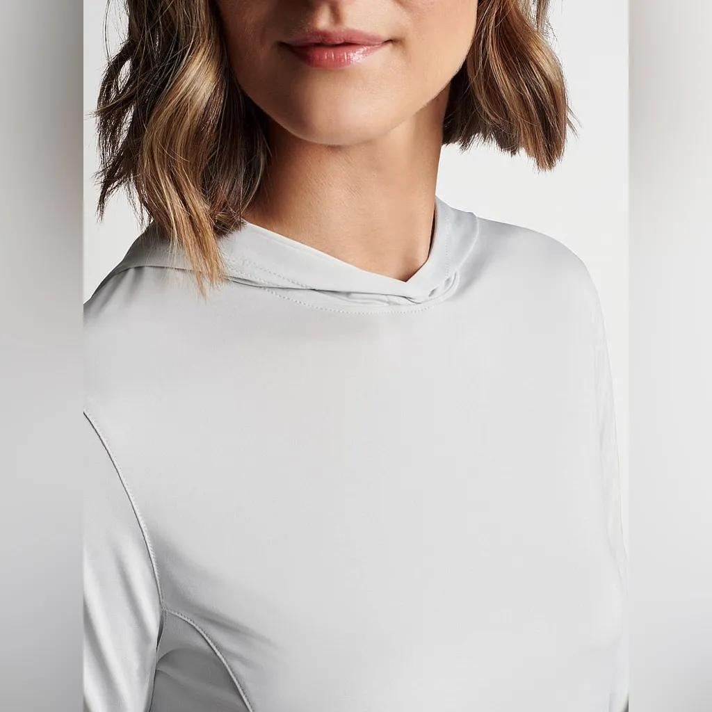 Peter Millar Lightweight Hooded Long Sleeve Sun Shirt in British Grey Size Small - Image 4