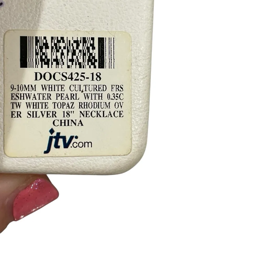 JTV White Freshwater Pearl White Topaz Silver Necklace White Women’s One Size - Image 5