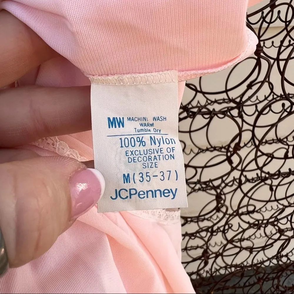 Vintage 60s JCPenney Pink Floral Embroidered Peignoir Negligée Set Medium - Image 8