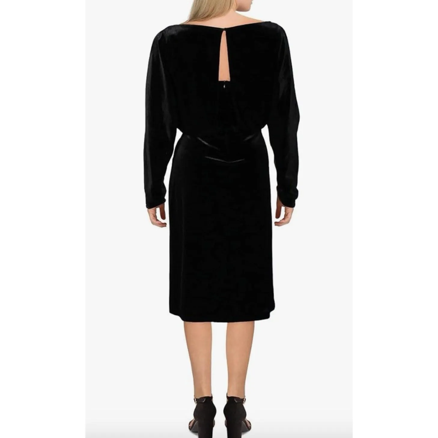 Lauren Ralph Lauren Women's Velvet Long-Sleeve Cocktail Dress Black Size 0‎ - Image 2