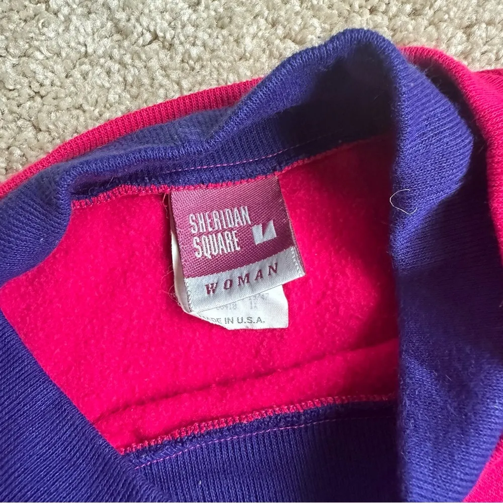 Vintage Women’s Pink Knit Patterned Crewneck Sweater Size XL - Image 3