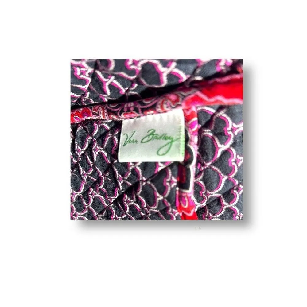 Vera Bradley Frankly Scarlet‎ Messenger Bag Red Pink Quilted Tote Laptop Boho - Image 13