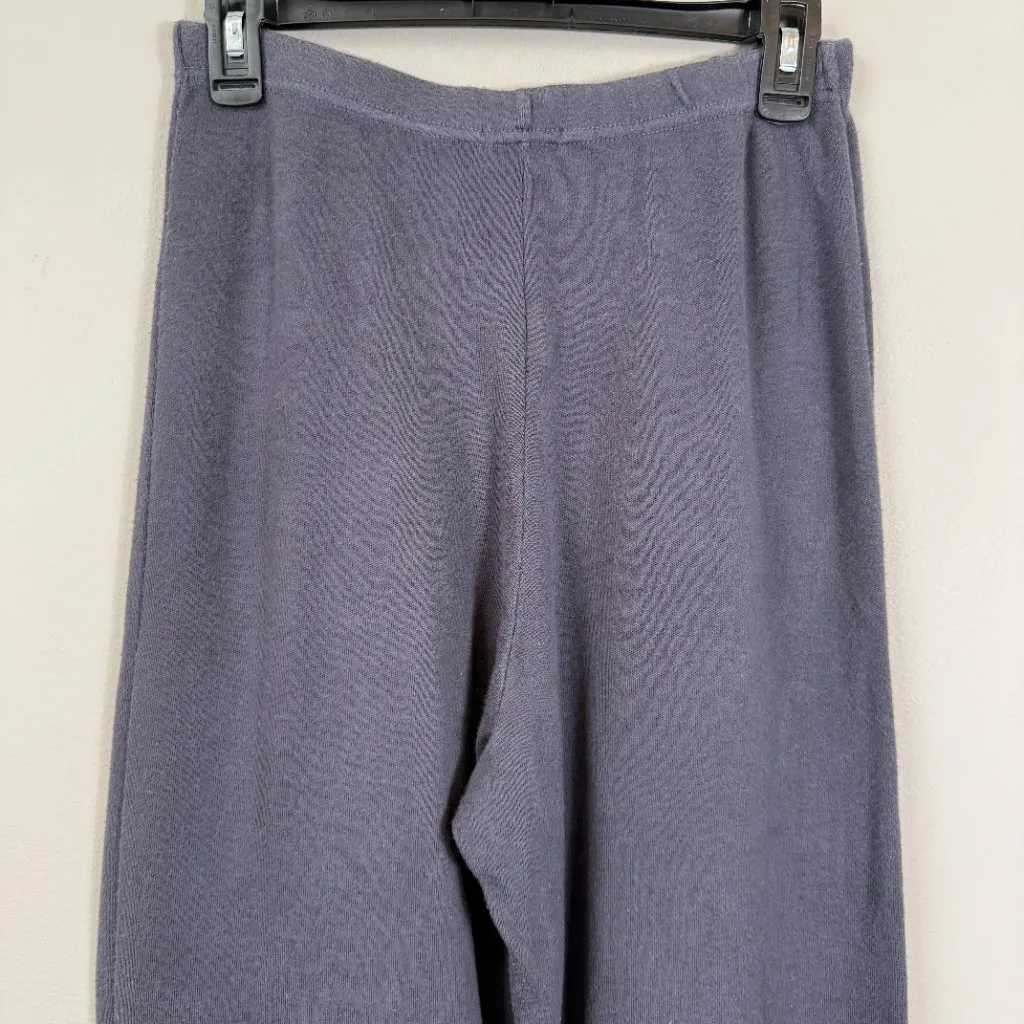 Joan Vass Wide Leg Knit Cropped Pants Womens 1 Medium Blue Loungewear Cozy Comfy - Image 10