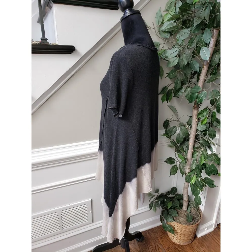 Mono B Tunic Top Womens Small Black Dip Dye Knit Short Sleeve Handkerchief Hem - Image 6