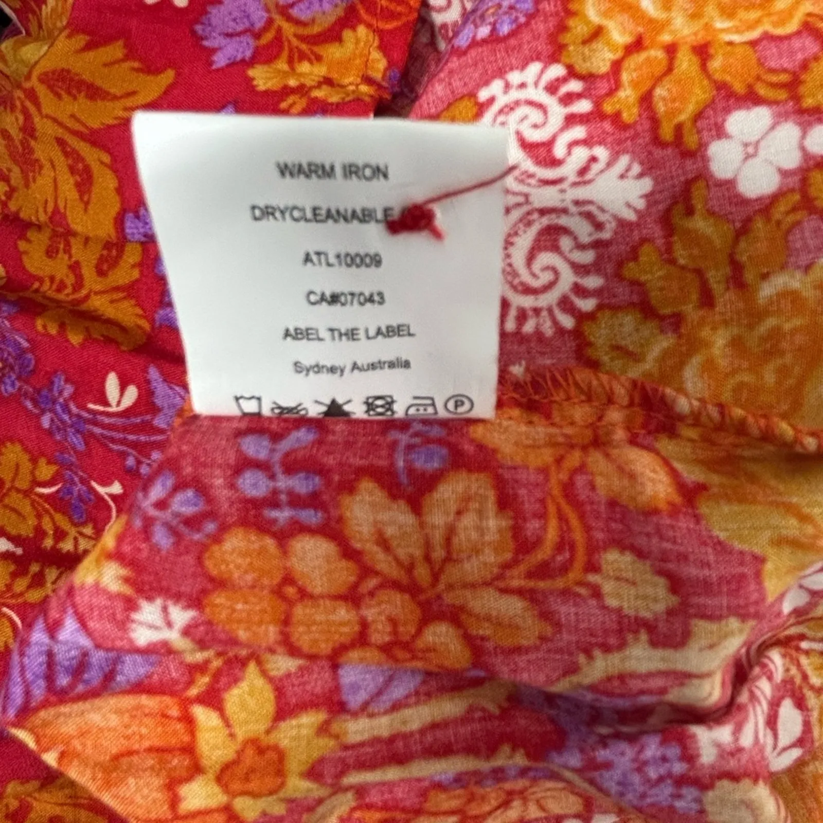 Abel The Label Floral Prairie Boho Maxi Dress Orange Pink Size Small - Image 12