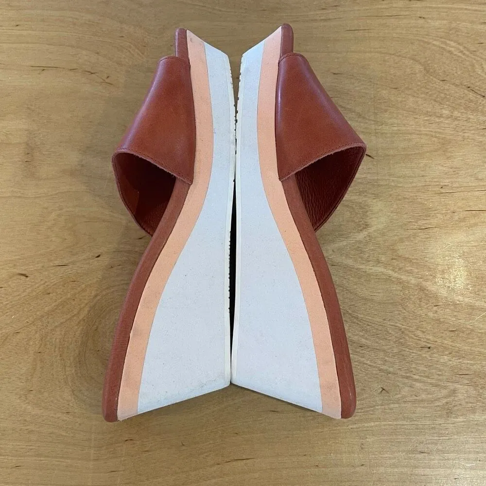 Chocolat Blu Womens Leather Square Toe Jadine Slide Wedge Sandal Camel Tan Sz 39 - Image 6