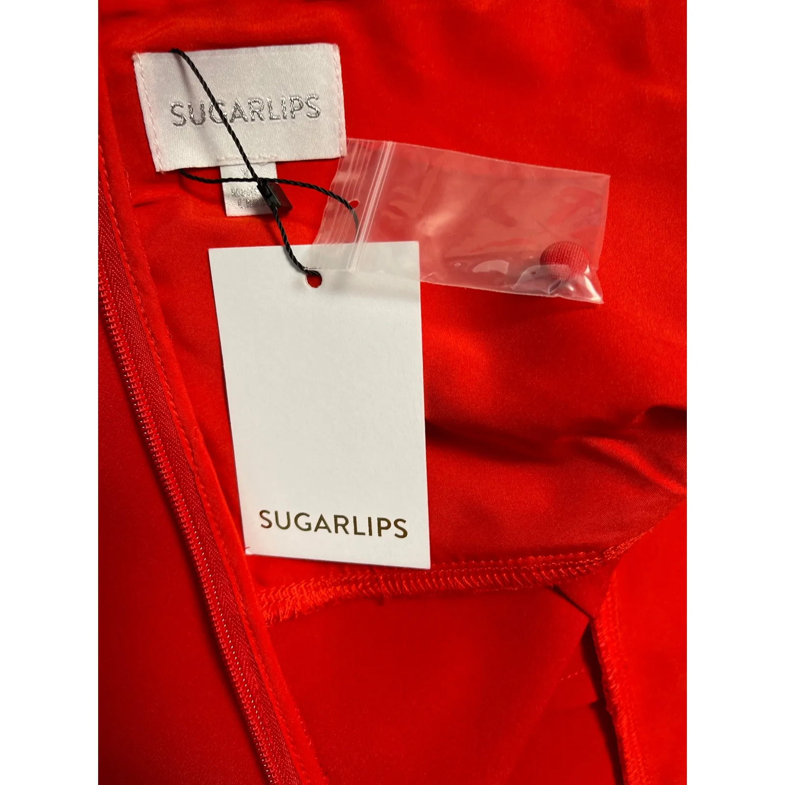 Sugar Lips Bright Red After Hours Backless Halter Jumpsuit with Pockets Size XL‎ - Image 7