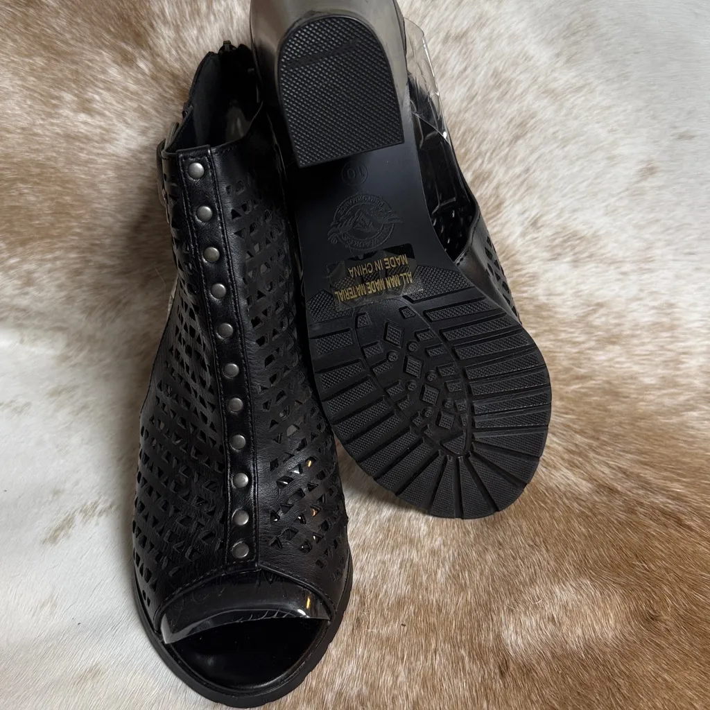 MILWAUKEE PERFORMANCE WOMEN'S PLATFORM HEEL MESH TOP SANDALS Size 10 B13 Black - Image 12