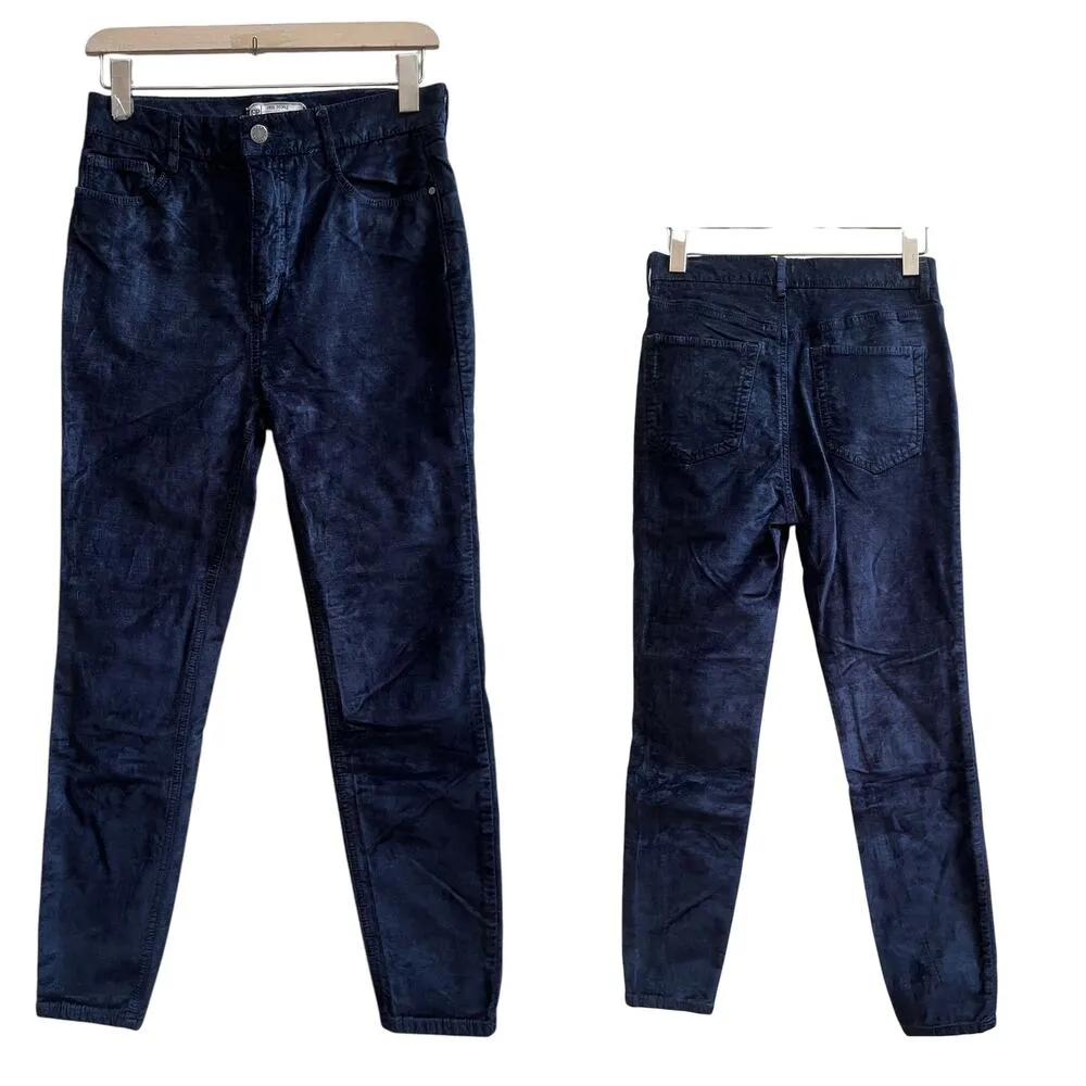 Free People Size 28 Blue Velvet Skinny Pant 26 Inch Inseam Holiday - Image 3