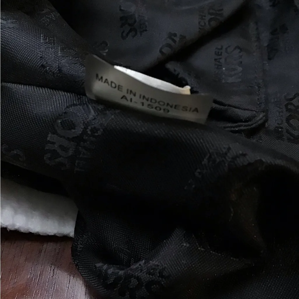 Michael Kors Brookville Black Signature Canvas/Leather Satchel Handbag Purse - Image 14