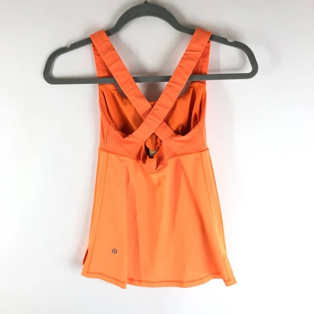 Lululemon Track And Train Tank Pizzaz Orange Criss Cross Straps Built in Bra 4 - Image 2
