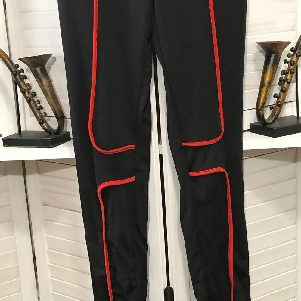 Vintage Y2K Catsuit Jumpsuit Black Red Piping S M - Image 6