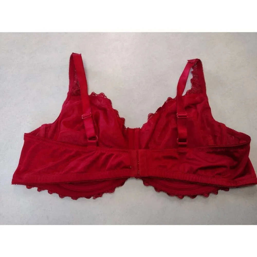 Amoureuse Women's Plus Size Embroidered Underwire Bra Red size 48B - Image 2
