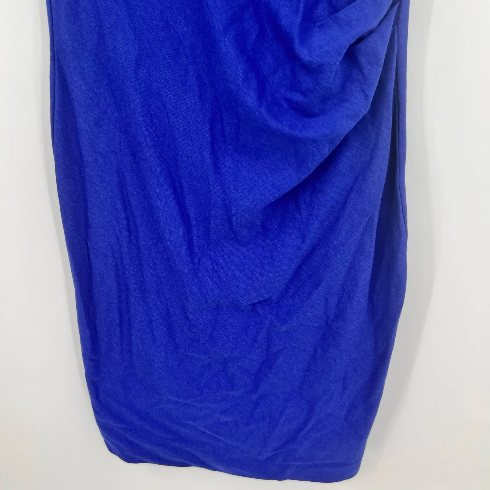 Boden "Honor" Ponte Knit Ruched Pencil Dress Blue Violet Short Sleeve U Neck 10R Size 10 - Image 4