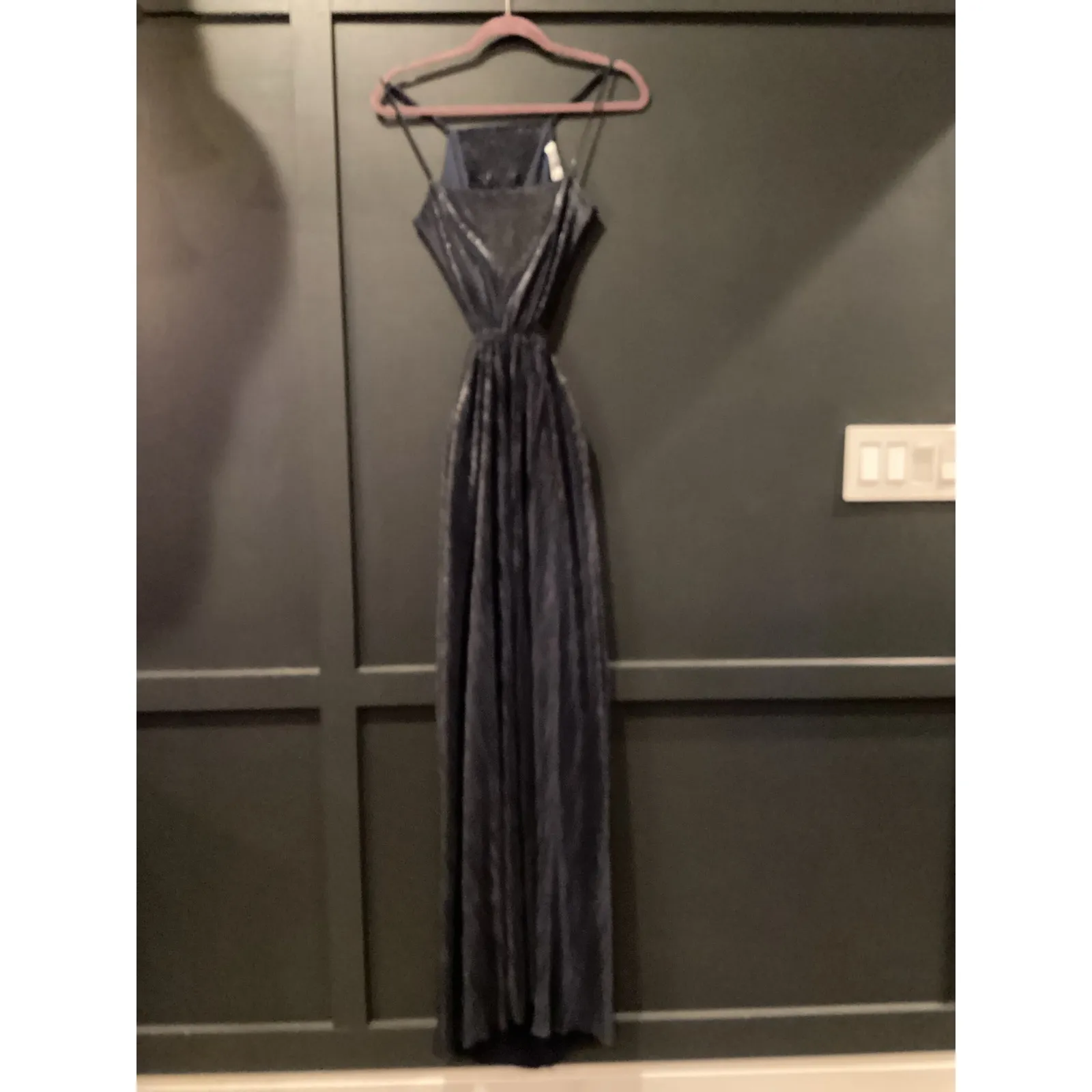 SIMKHAI Daisy Cutout maxi Gown navy blue chiffon plisse dress size 6 - Image 9