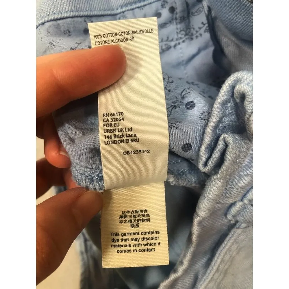 We The Free People Nova Denim Paper Bag High Rise Shorts Light Blue Womens Small - Image 11