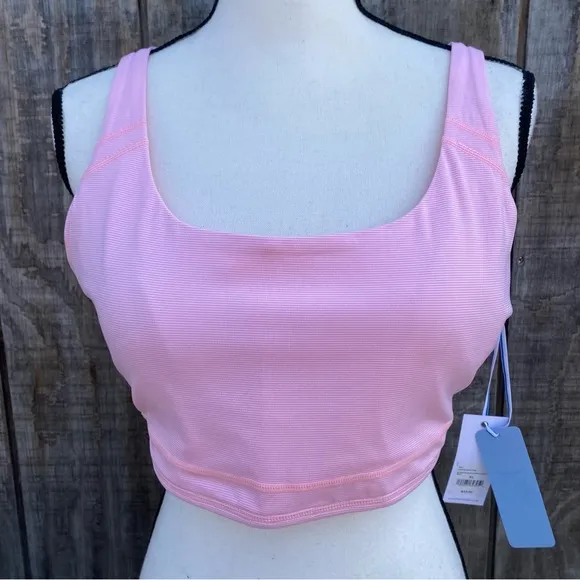 New Southern Tide Womens XL Sports Bra Pink Striped Nessa Skip Strappy Back - Image 2