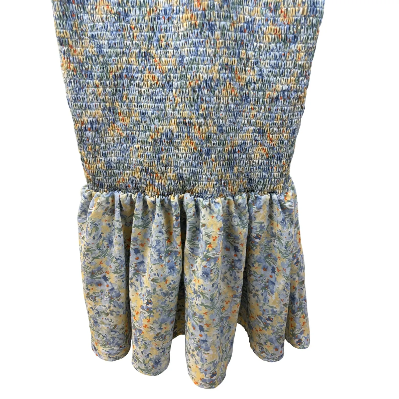 Pretty‎ Garden Small Floral Smocked Tank Midi Dress Square Neck Ruffle Hem - Image 3