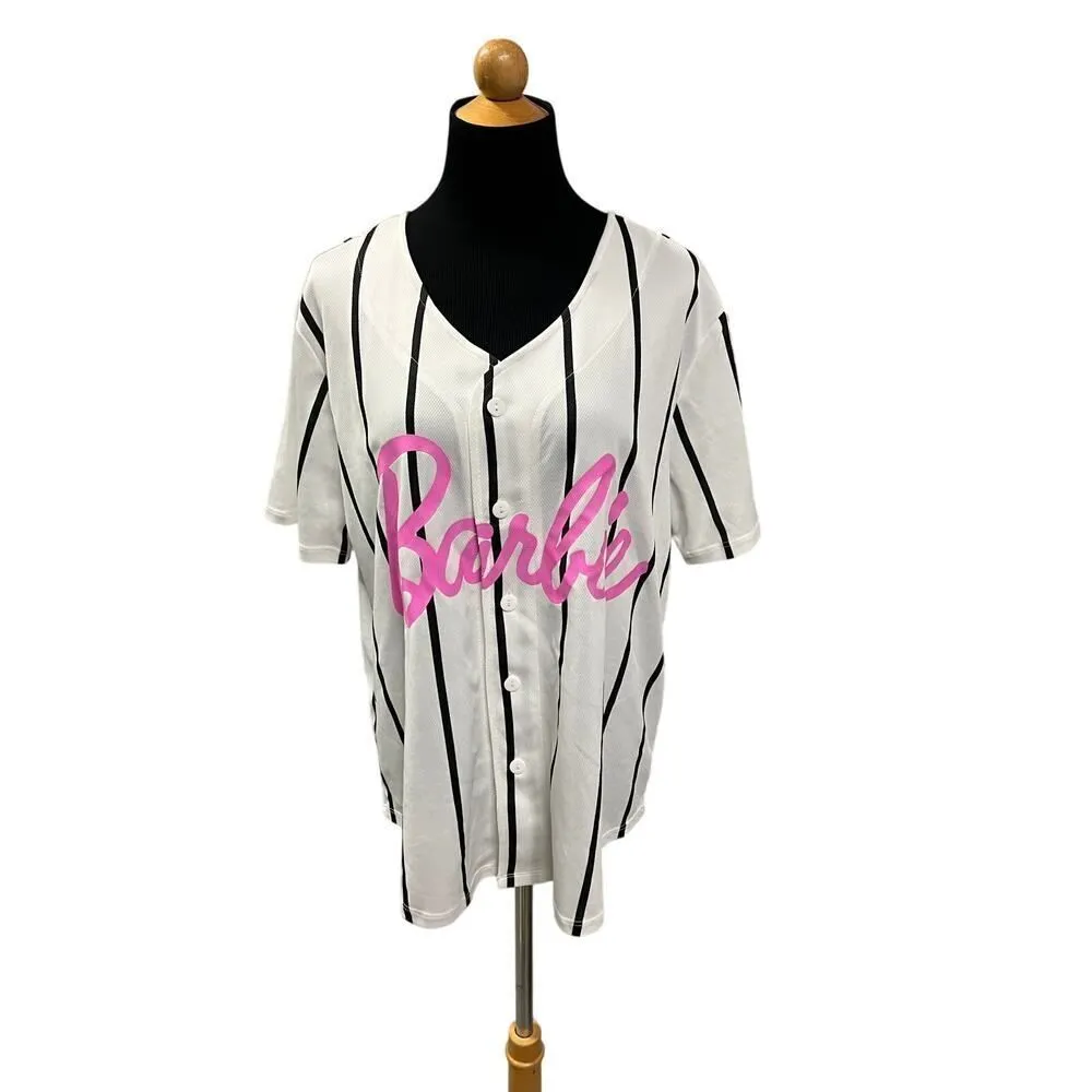 Barbie Mattel Baseball Jersey Womens Bloke Y2K Movie Cartoon Preppy Medium - Image 6