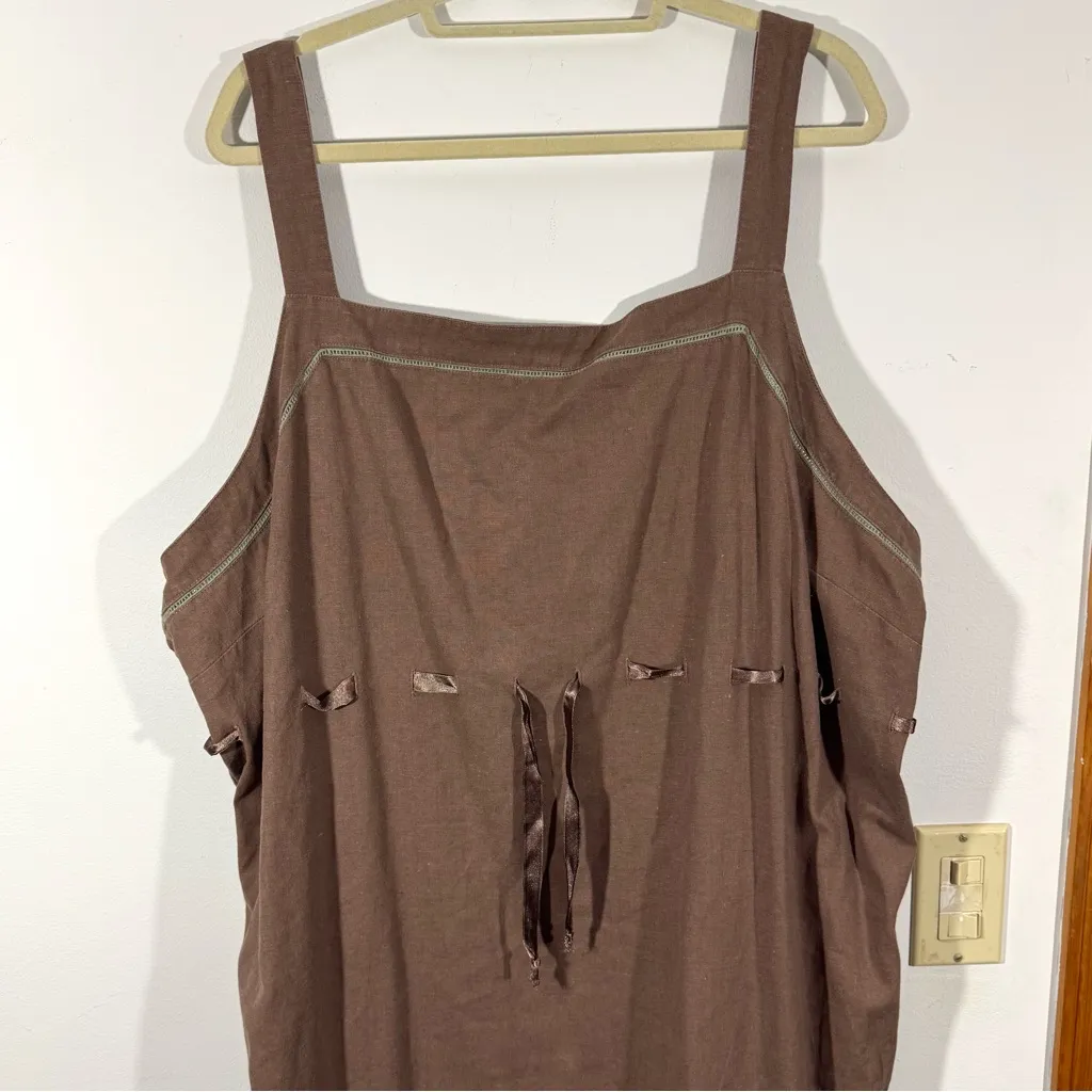 Vintage D.P.S. Woman Light Brown Taupe Linen Blend Dress Size 2X - Image 3