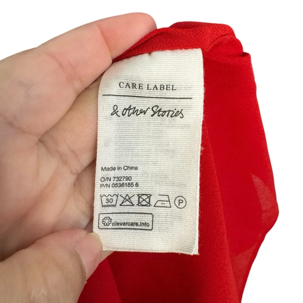 & Other Stories Frill Hem Red Long Sleeve Dress - Image 10