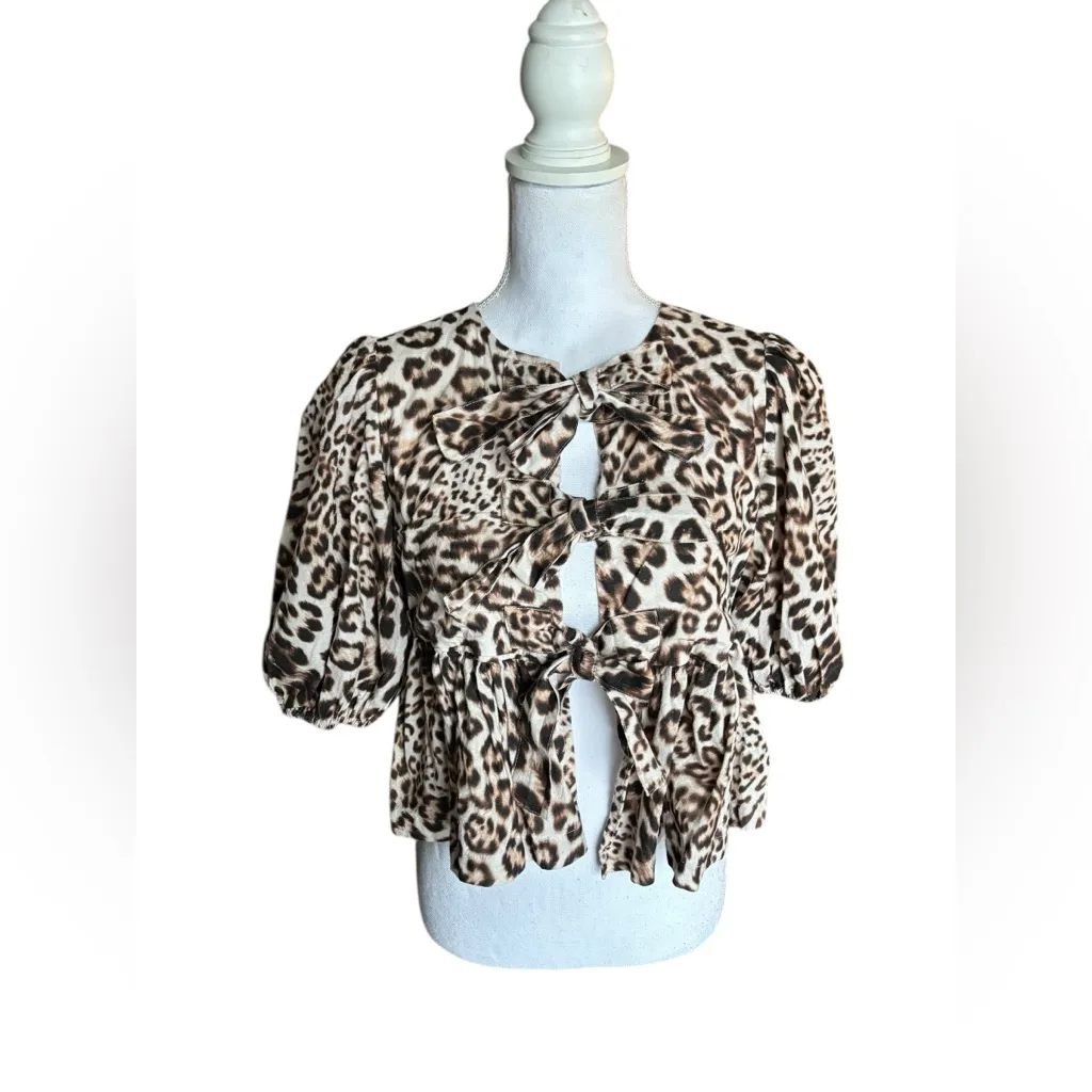 Peppermayo Exclusive Western Wind Leopard Tie Top - Size 4 - Image 4
