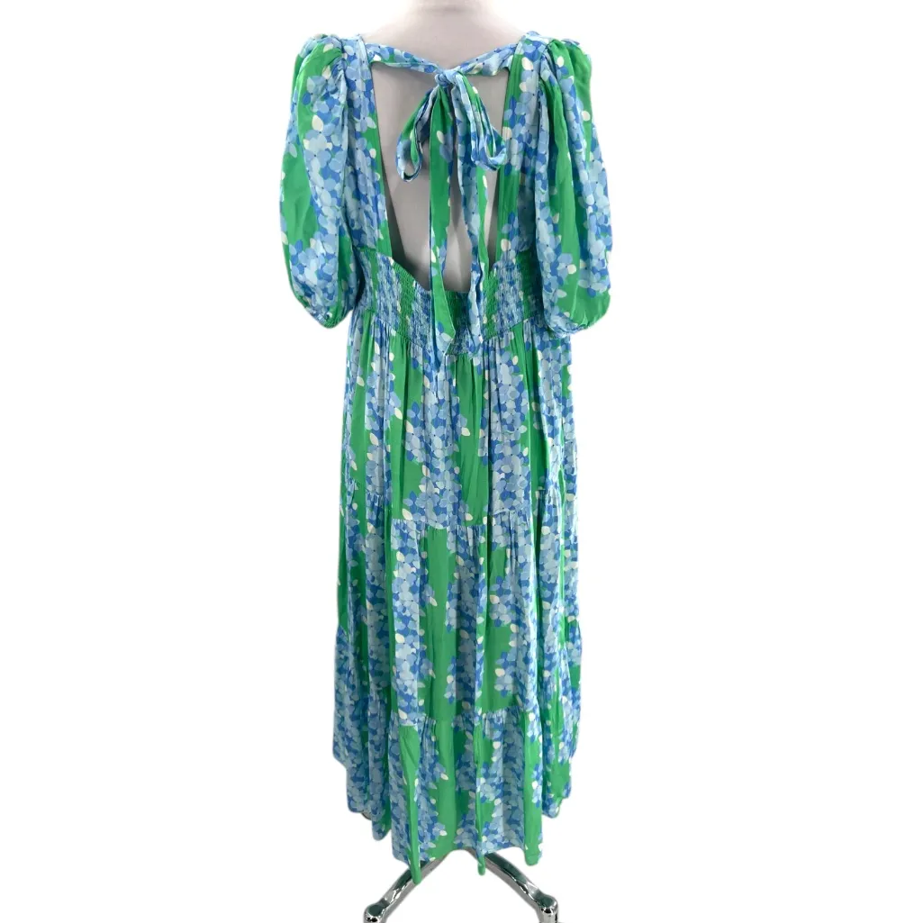 EMILY MCCARTHY daphne dress in hydrangea stripe sz L Green Size L - Image 4