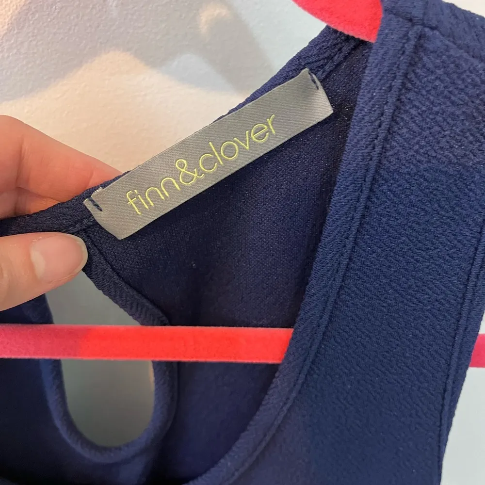 Finn & Clover Navy Blue and White striped fit and flare dress S A-line Nautical - Image 5