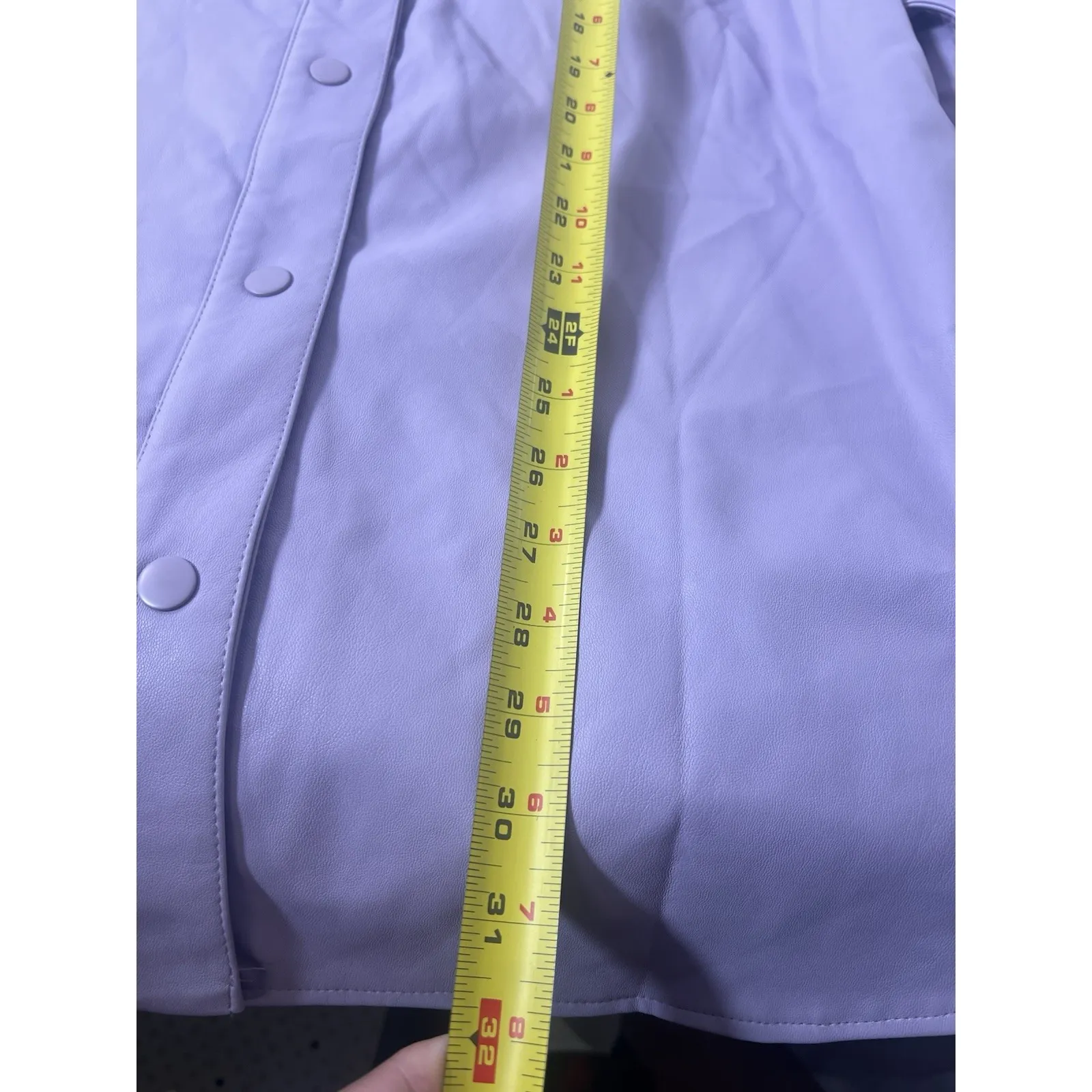 NVLT Lilac Purple‎ Faux Leather Shirt Jacket with Belt Size SMALL Women's Purple - Image 9