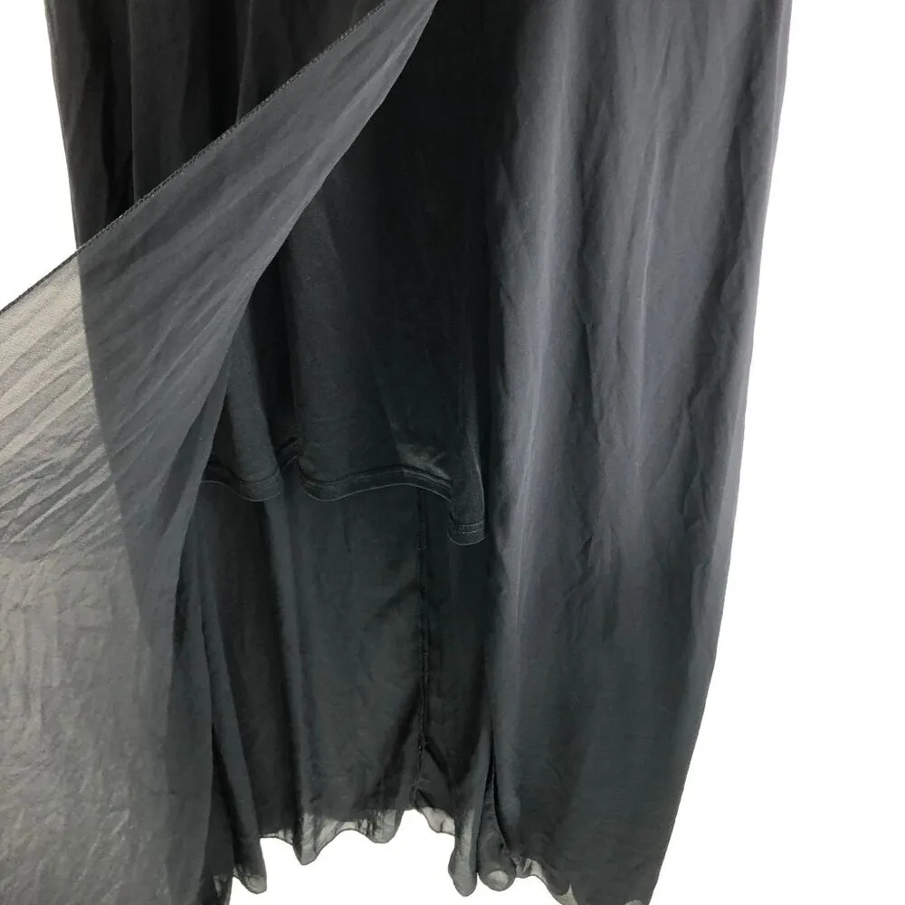 Shein Curve Black Maxi Dress Short Sleeve V-Neck Flowy Sheer Overlay 1XL - Image 2