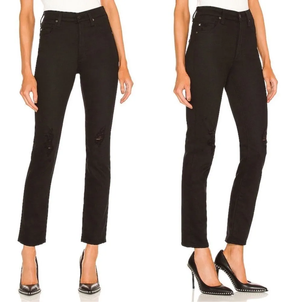 NWT AG Adriano Goldschmied Alexxis Slim Jean in Blackboard Distressed Size 29 - Image 5