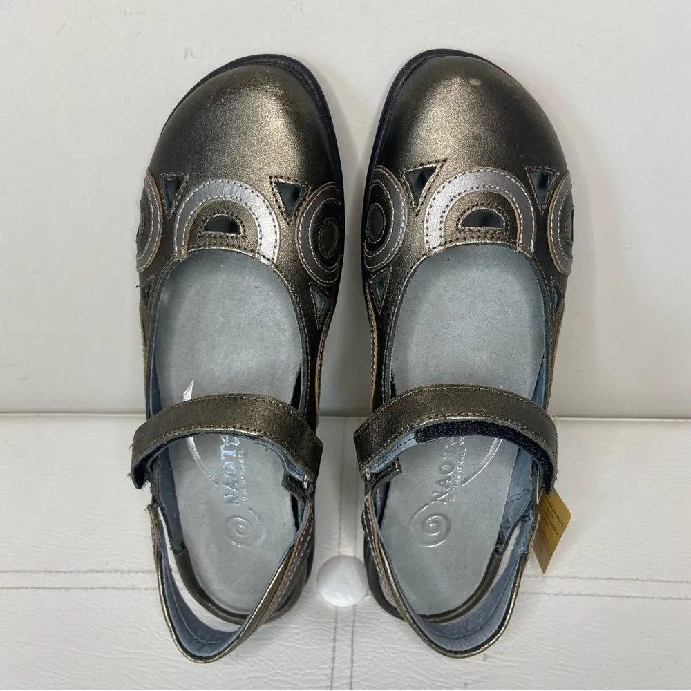 Naot Rongo Slingback Mary Jane Sandal in Mirror Leather Pewter Sz 36 US 5.5 NWT - Image 9
