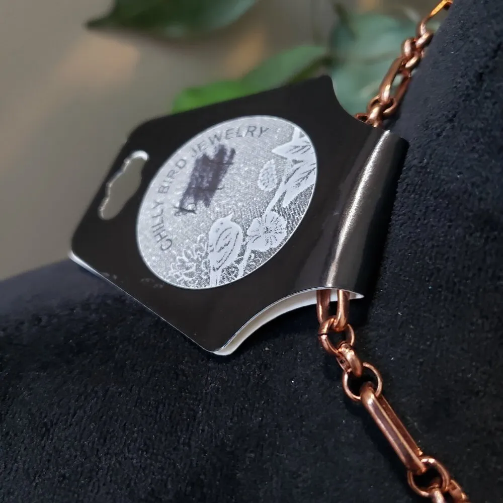 Chilly Bird Women Copper Tone Faceted Rhinestone Pendant Necklace Toggle Clasp White - Image 3