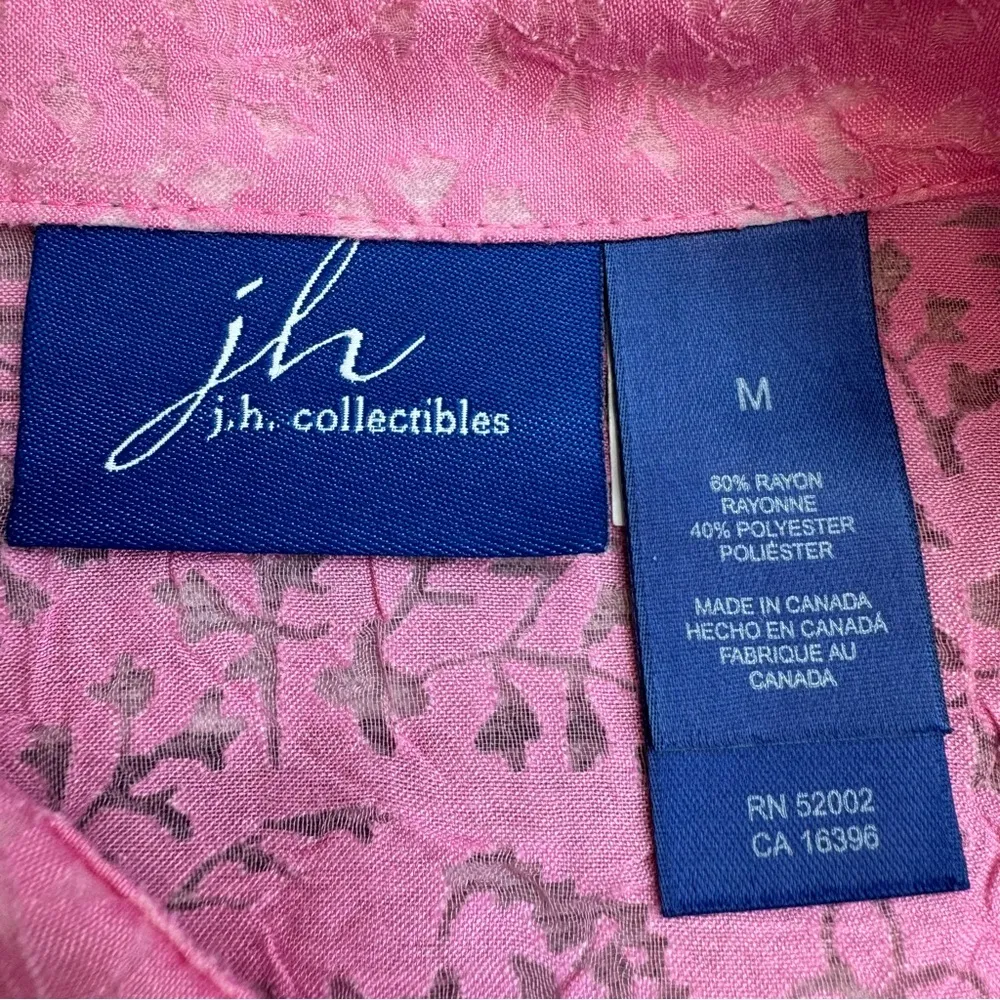 j.h. collectibles Women's Sheer Paisley Lace Button Up Blouse M Med Medium Pink - Image 8