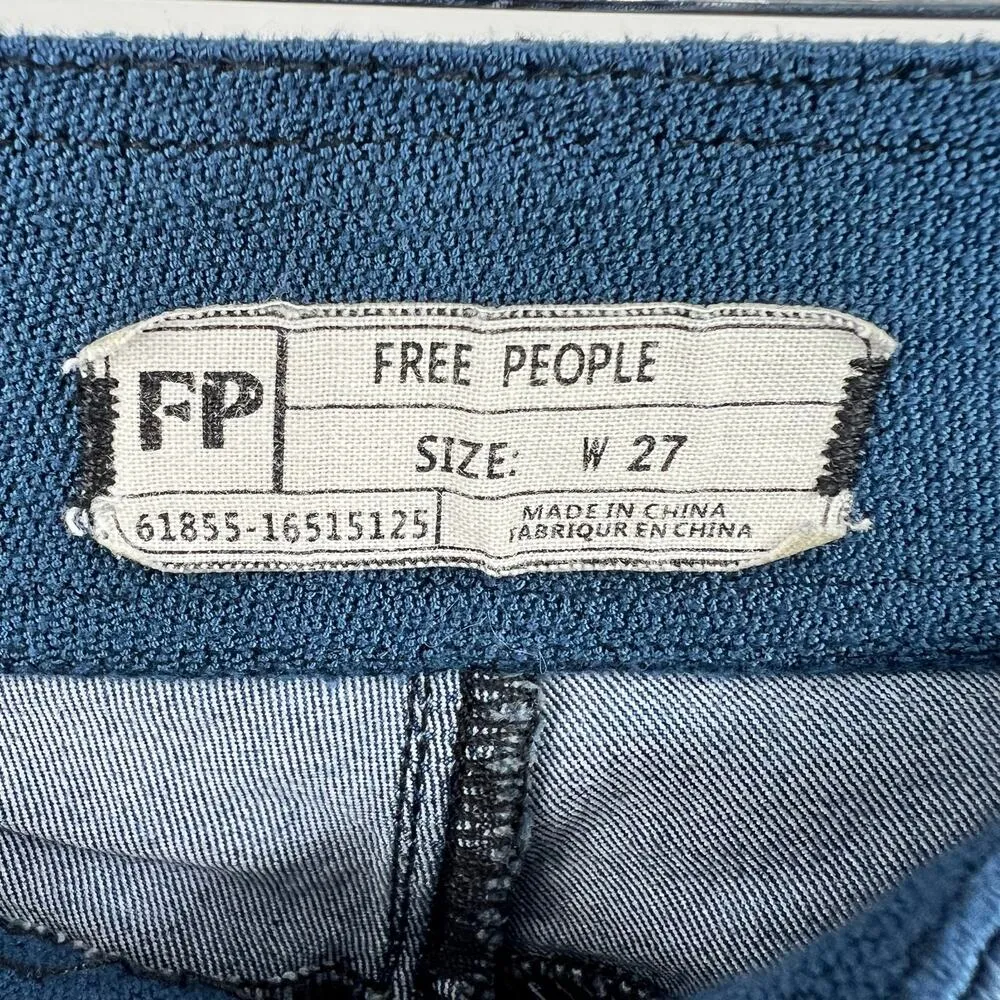 Free People We The Free Penny Pull On Flare blue Jeans stretch boho size 27 - Image 8