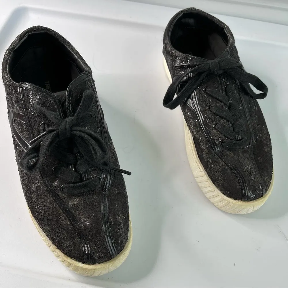 Tretorn sequin bold fierce camden texture sparkle black platform sneakers size 6 - Image 3