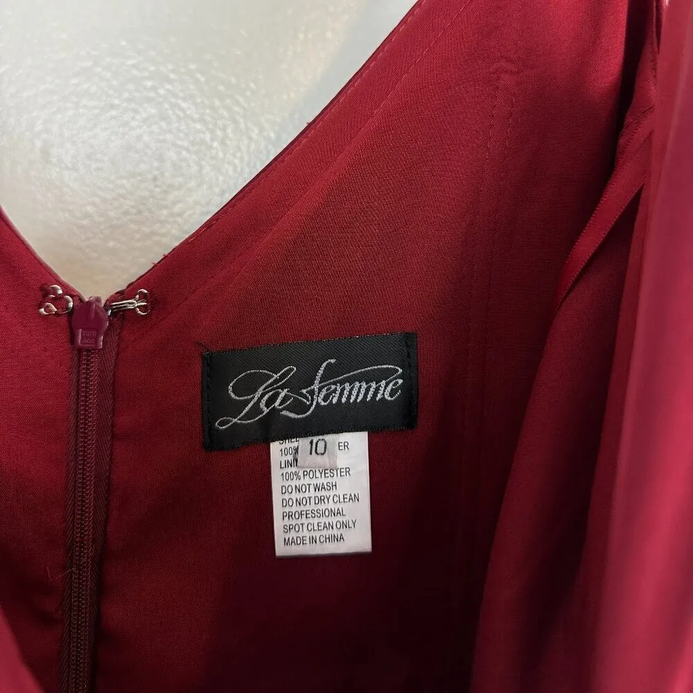 LA FEMME Satin Ballgown in Wine Size US 10 - Image 6