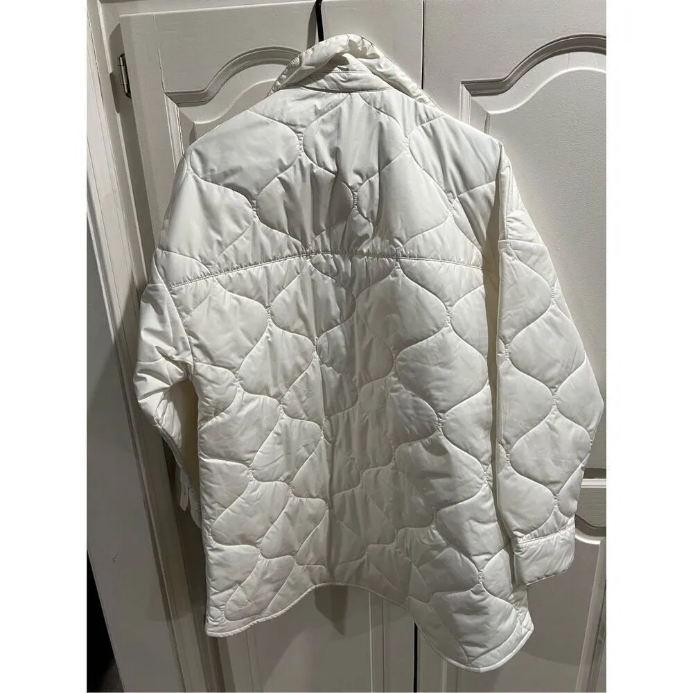Nike Women's Sportswear  Quilted  Trench Size M Medium Coat White Black $165 - Image 11