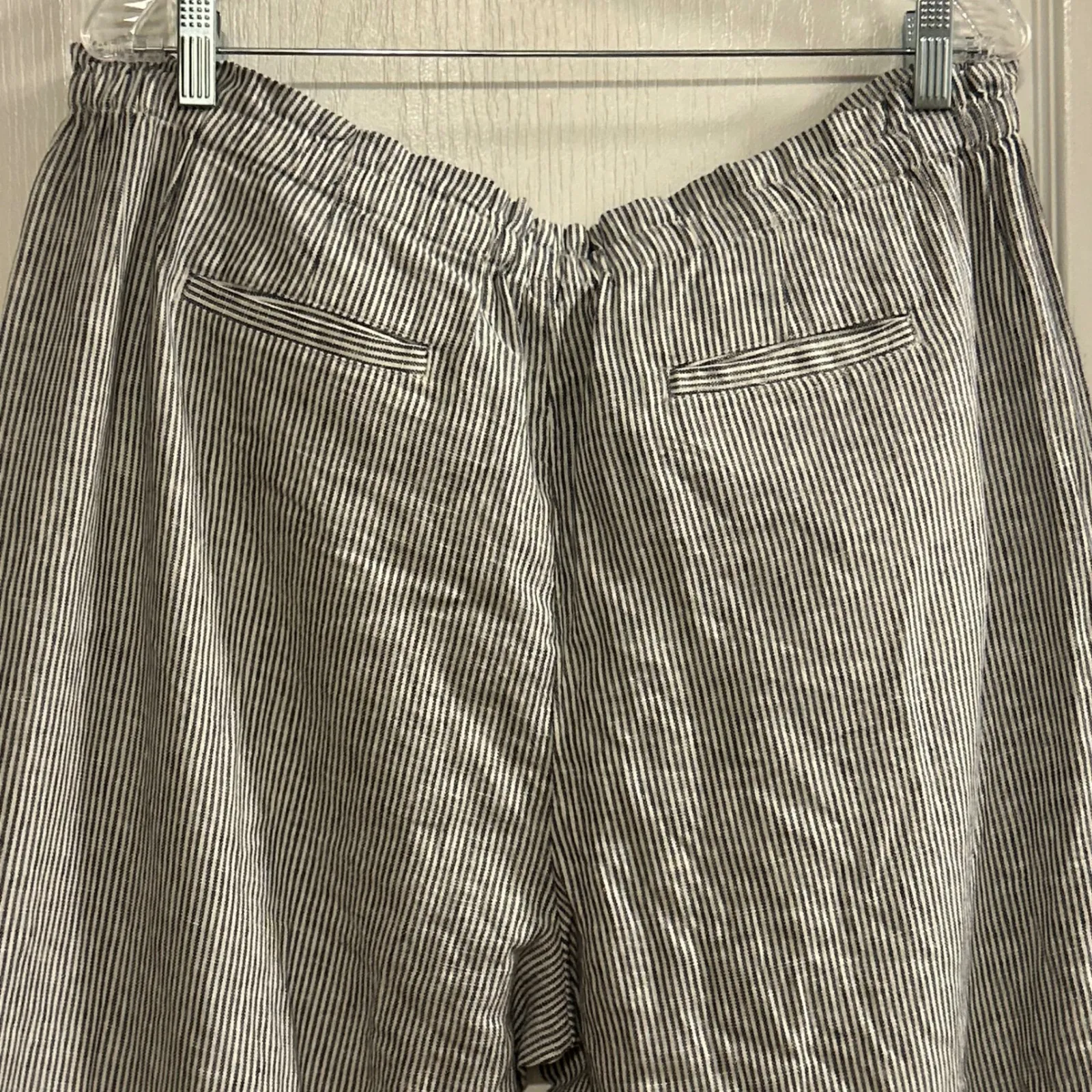 Caslon Linen Blend Striped Cropped Pants Womens XL Blue White Elastic Waist - Image 9