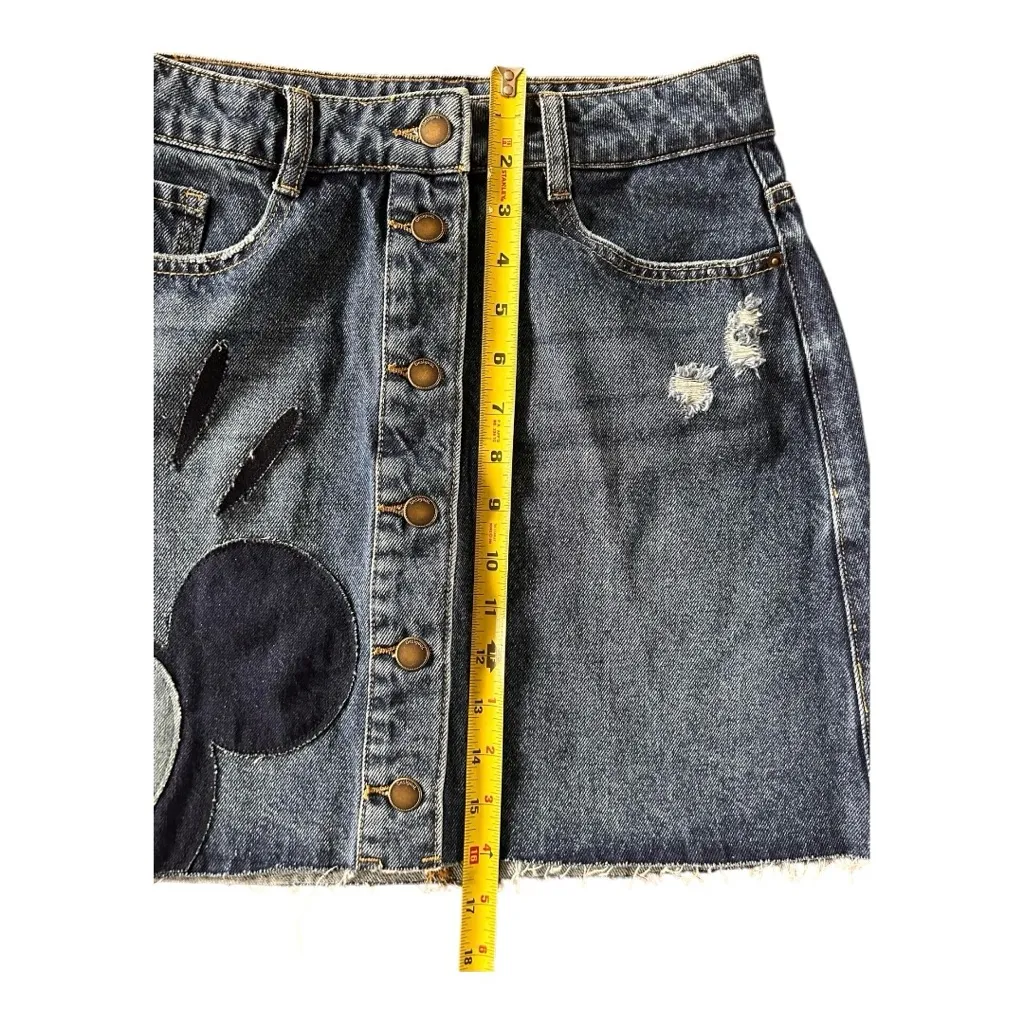 Desigual X Disney Mickey Mouse denim patchwork skirt XS - Image 6