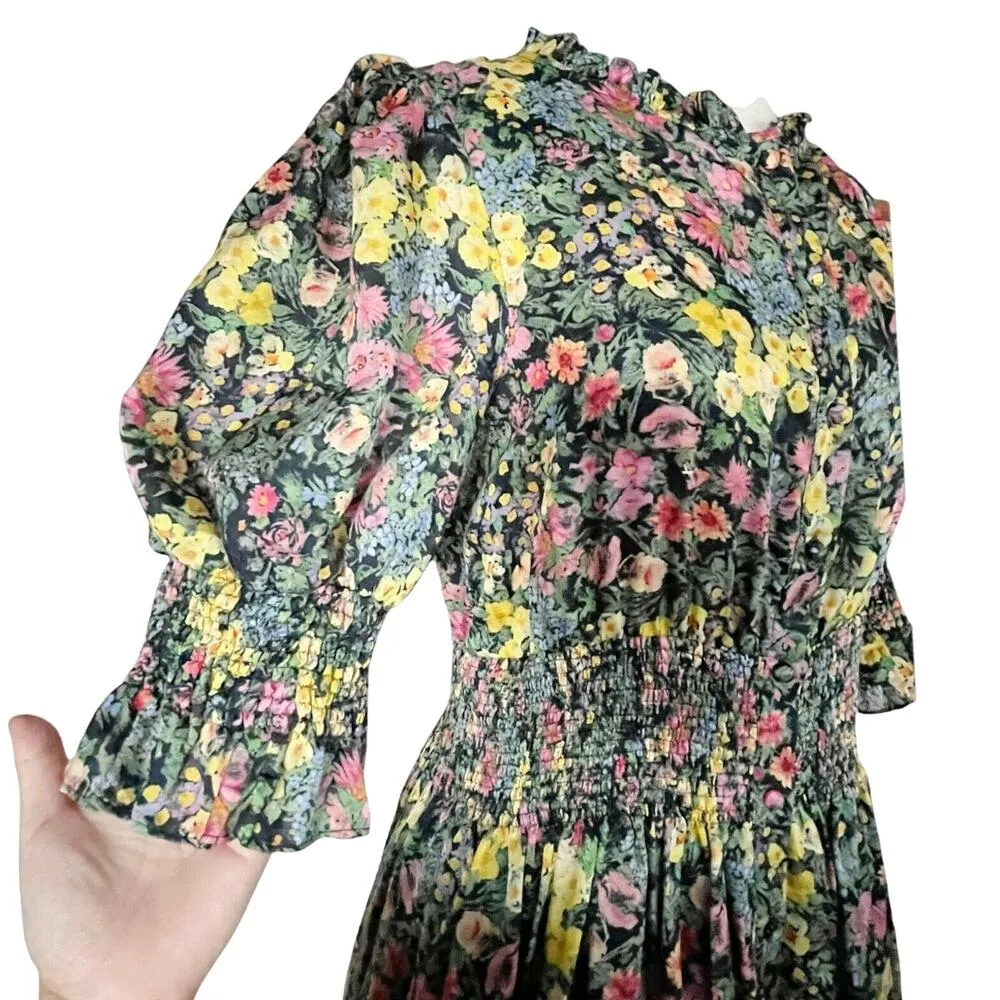 LOVESHACKFANCY Christabel Dress Night Sky Glow Midi Floral Multicolor Small NWT - Image 9