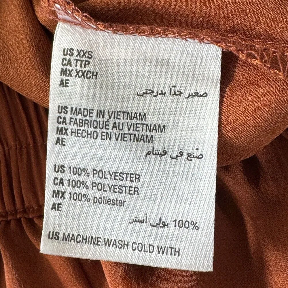 Bar III XX-Small Shorts Hi-Rise Elastic Waist Lightweight Tie Front Shiny Brown - Image 4