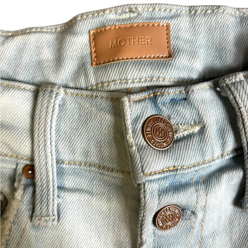 Mother the Pixie Tomcat Distressed Ankle Straight Leg Jeans Light Wash Size 24 Blue - Image 11