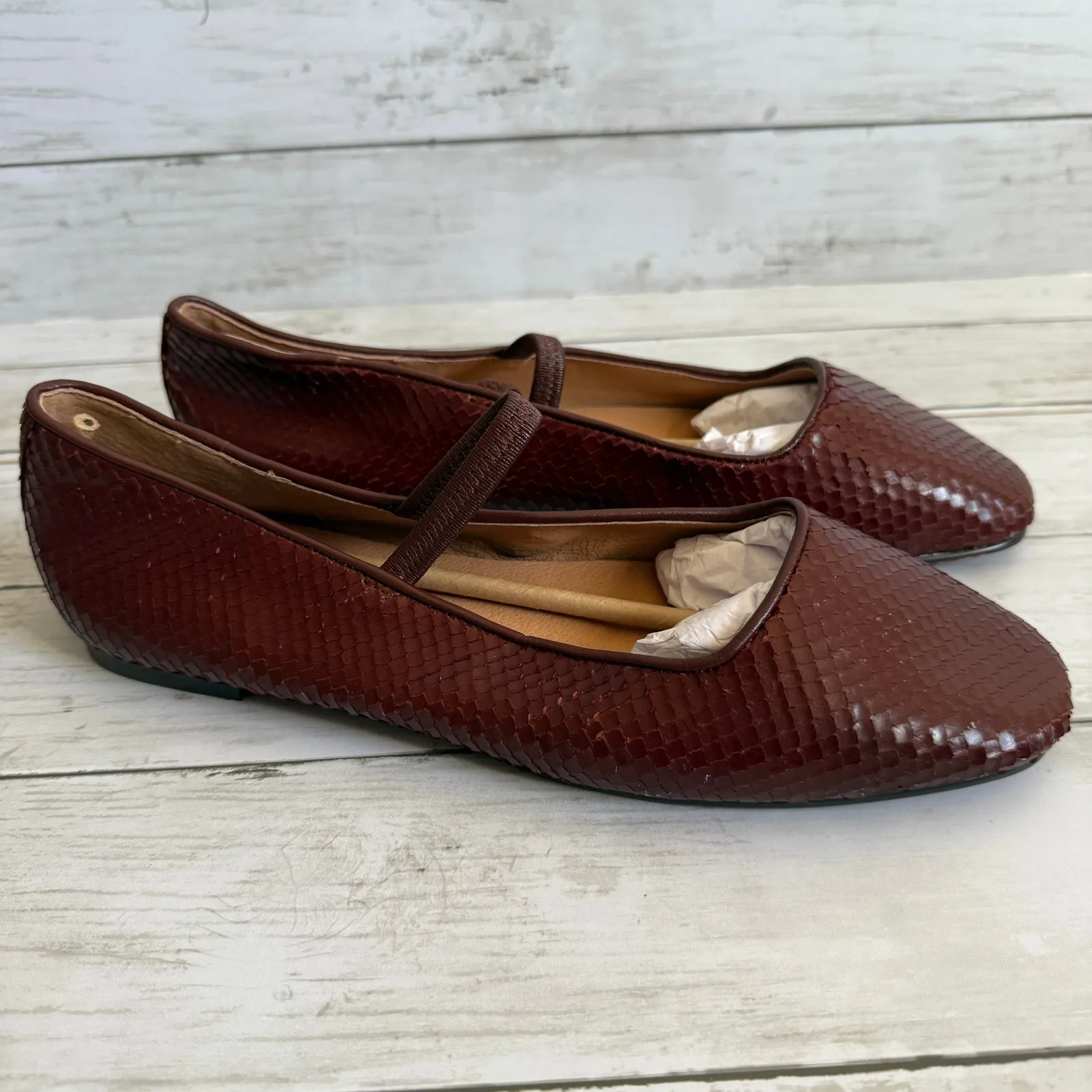 NEW Madewell Sz 10.5 Greta Leather Mary Jane Flats Stained Rosewood Brown NX100 - Image 4