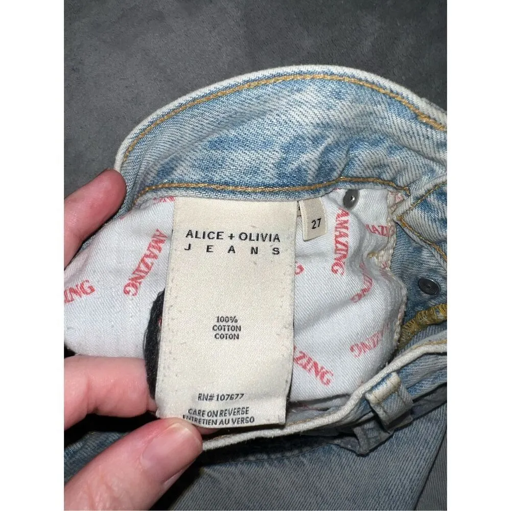 Alice & Olivia Cotton Straight Fit Raw Hem Jeans 27 - Image 5