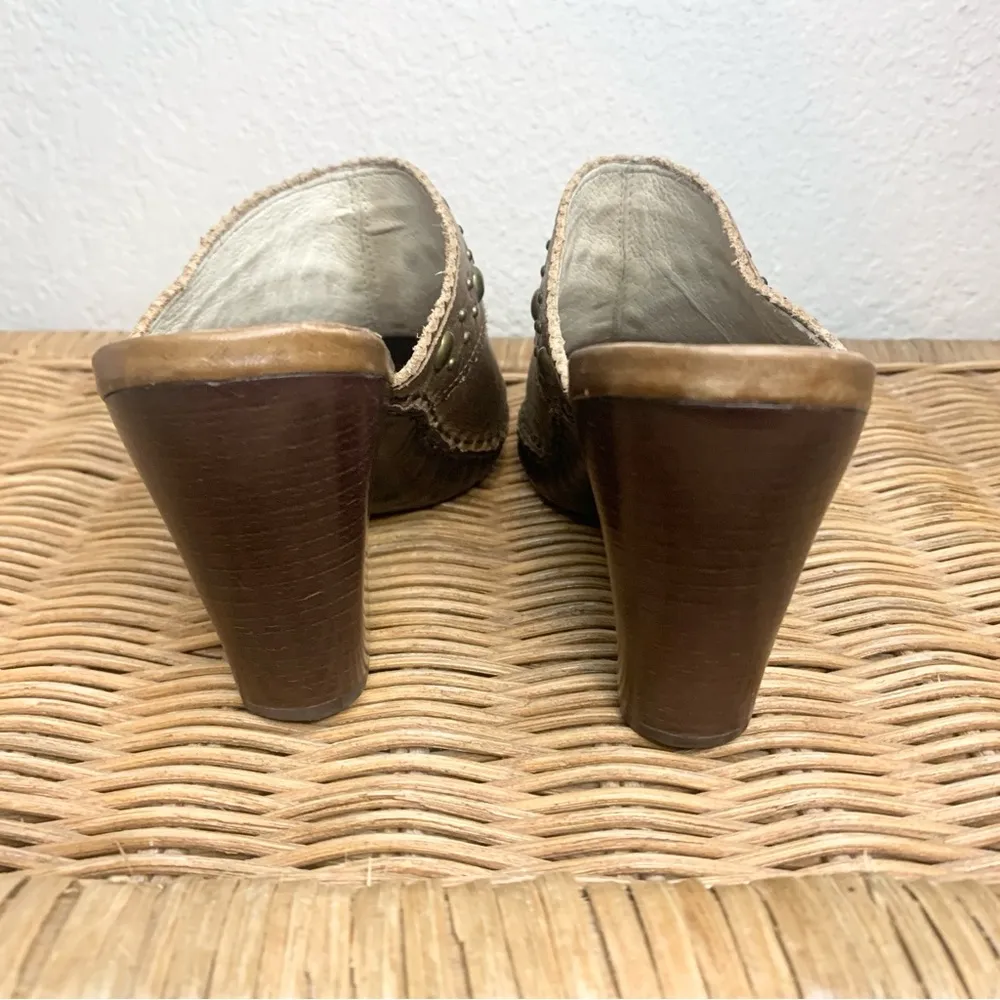Frye Leather Studded Western Style Heeled Mule Size 7.5 - Image 6